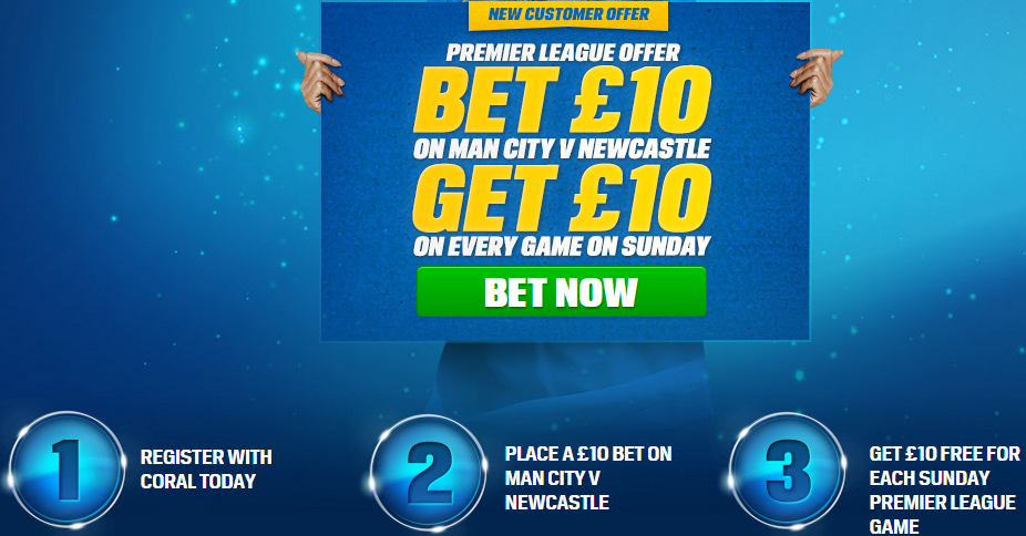 Coral 3 free £10 bets