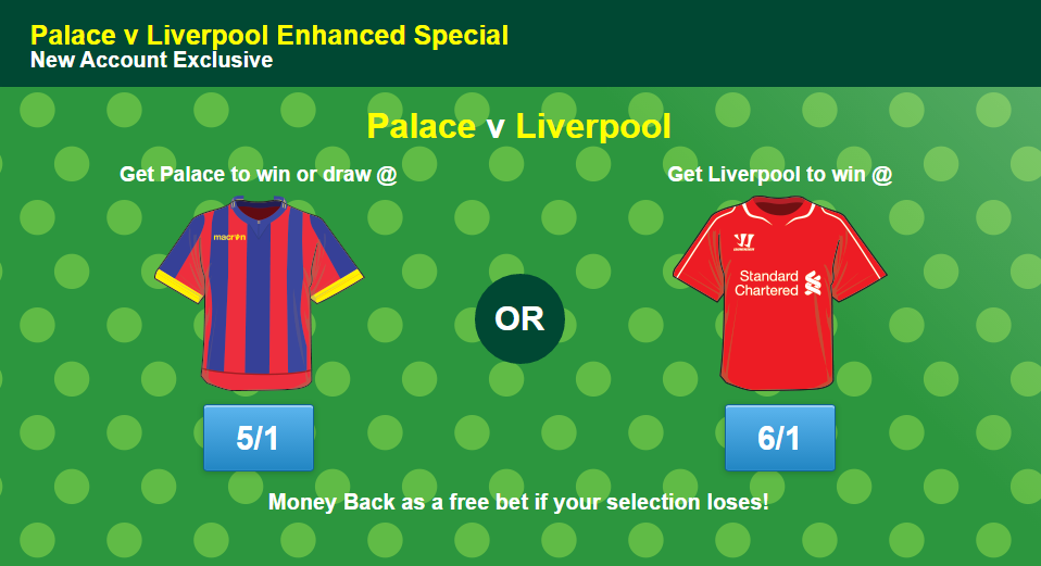 Palace v Liverpool enhanced odds