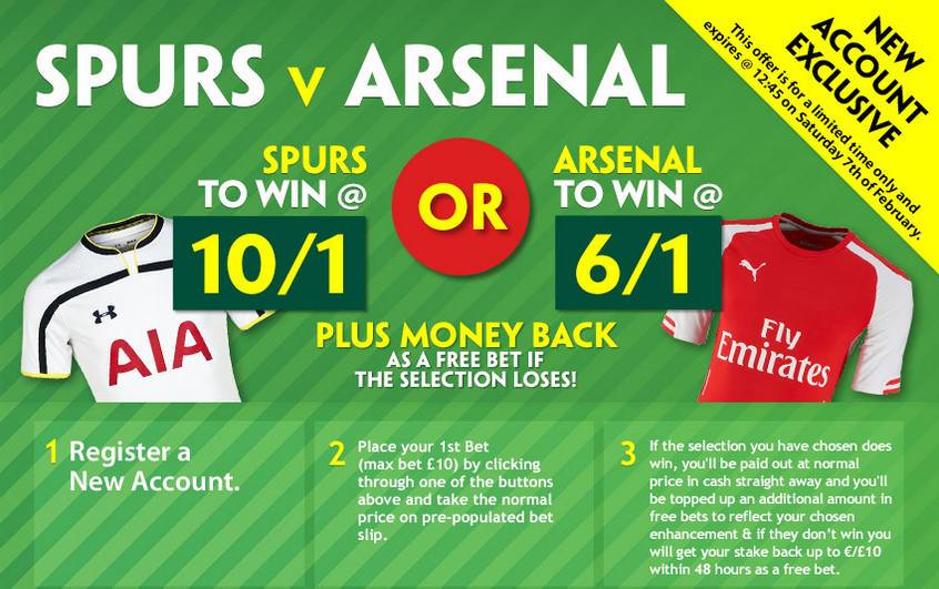 Enahnced odds Tottenham v Arsenal